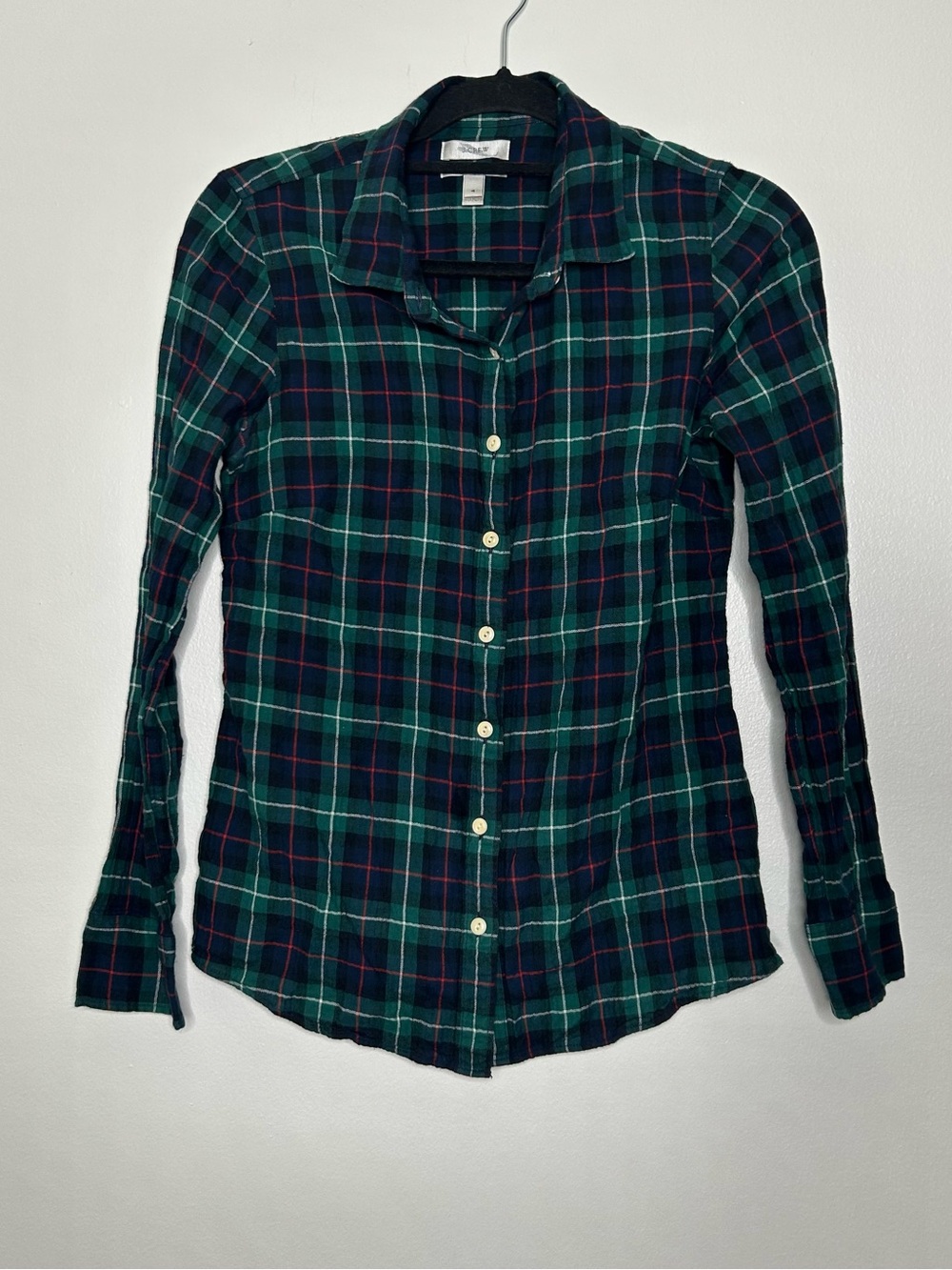 J. Crew Green and Navy Plaid Button-Down Shirt